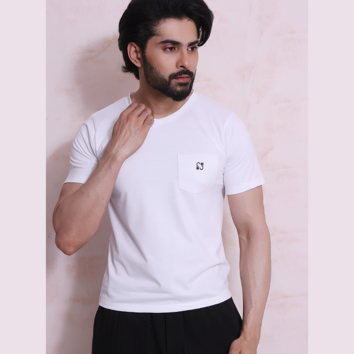 Interjacq V-Neck T-Shirt - White - IM26V