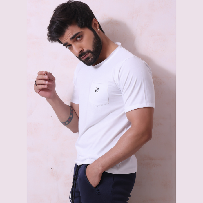 Interjacq V-Neck T-Shirt - White - IM26V