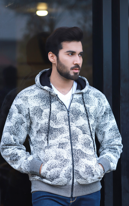 Premium Jacquard Heavy Zipper Hoodie - Textured - IJJK202303