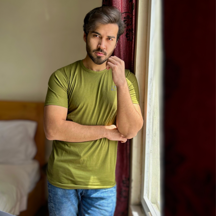 Interjacq Crew Neck T-Shirt - Olive - IM42