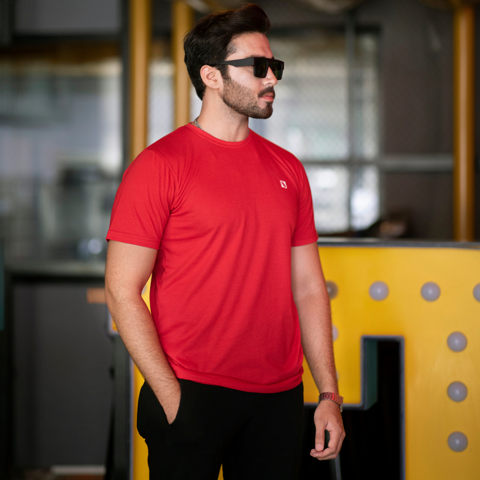 Interjacq Mens Crew Neck T-Shirt - Barbados Cherry