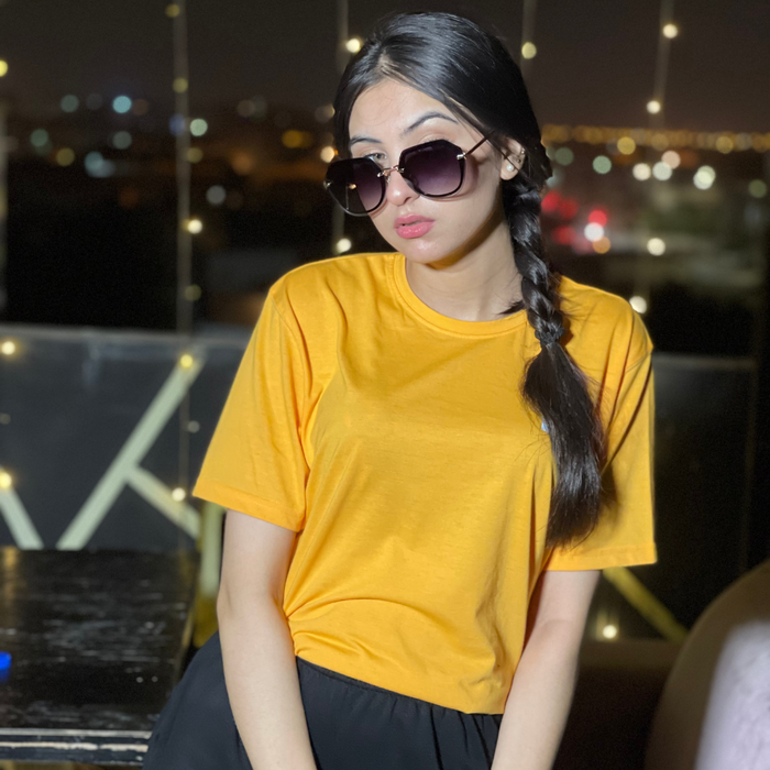 Interjacq Women's Crew Neck T-Shirt - Yellow