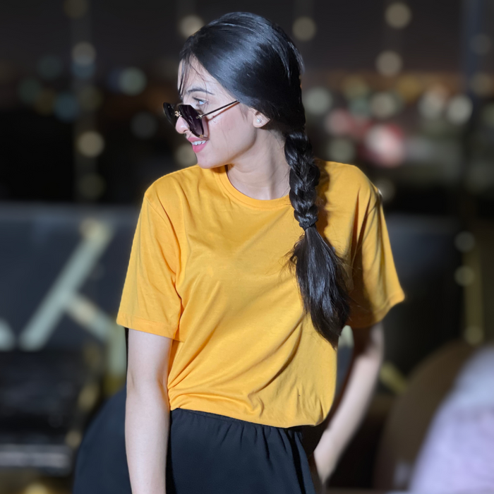 Interjacq Women's Crew Neck T-Shirt - Yellow