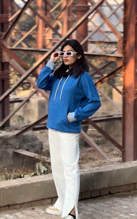 Premium Jacquard Hoodie - Blue - IJJK20230