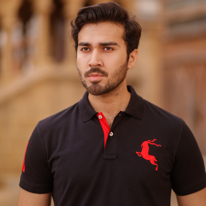 Interjacq Mens Polo - Black - Regular Fit - IM44