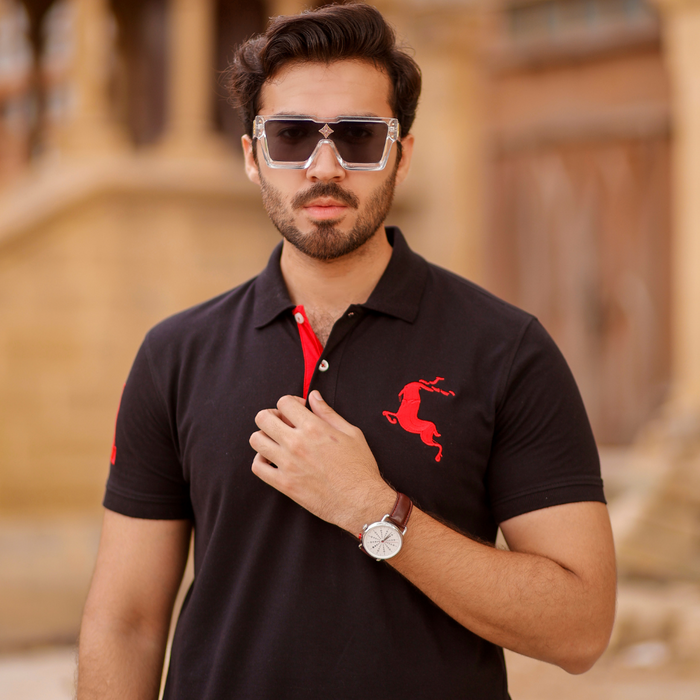Interjacq Mens Polo - Black - Regular Fit - IM44