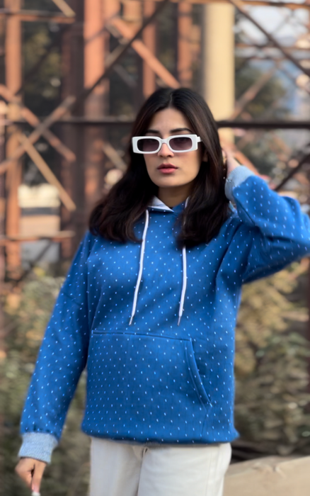 Premium Jacquard Hoodie - Blue - IJJK20230