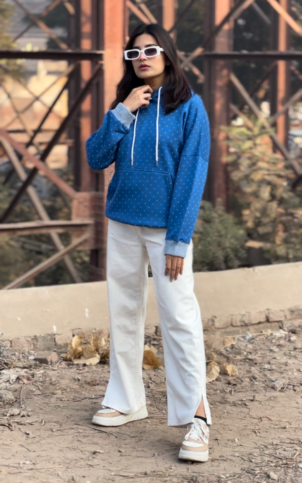 Premium Jacquard Hoodie - Blue - IJJK20230