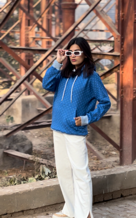 Premium Jacquard Hoodie - Blue - IJJK20230