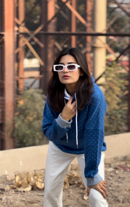 Premium Jacquard Hoodie - Blue - IJJK20230
