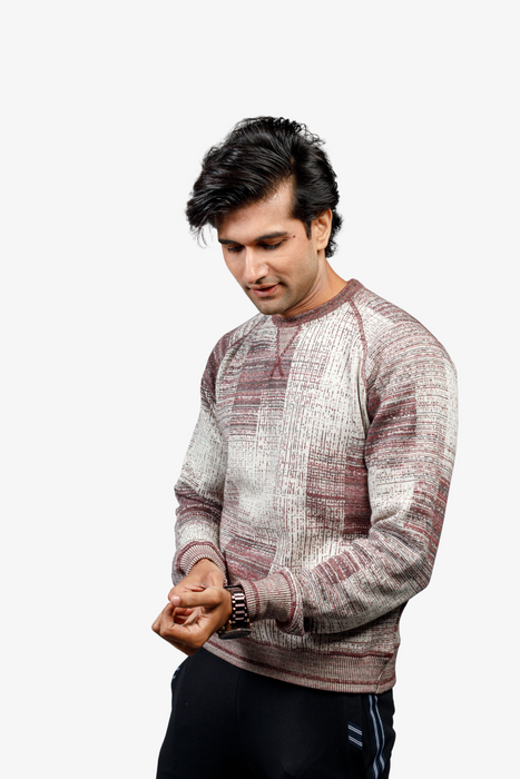 Knitted Jacquard Full Sleeved Sweatshirt Textured Design - SWTSJ0223