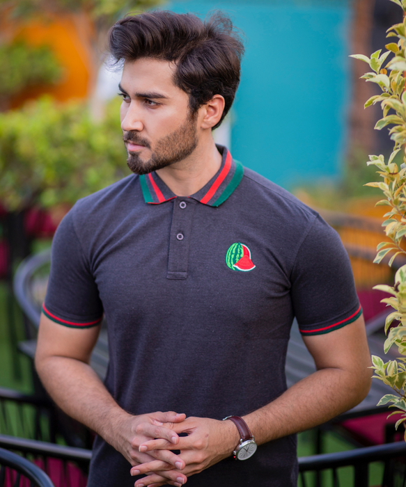Interjacq Mens Polo - Charcoal - Regular Fit - PCharcoal