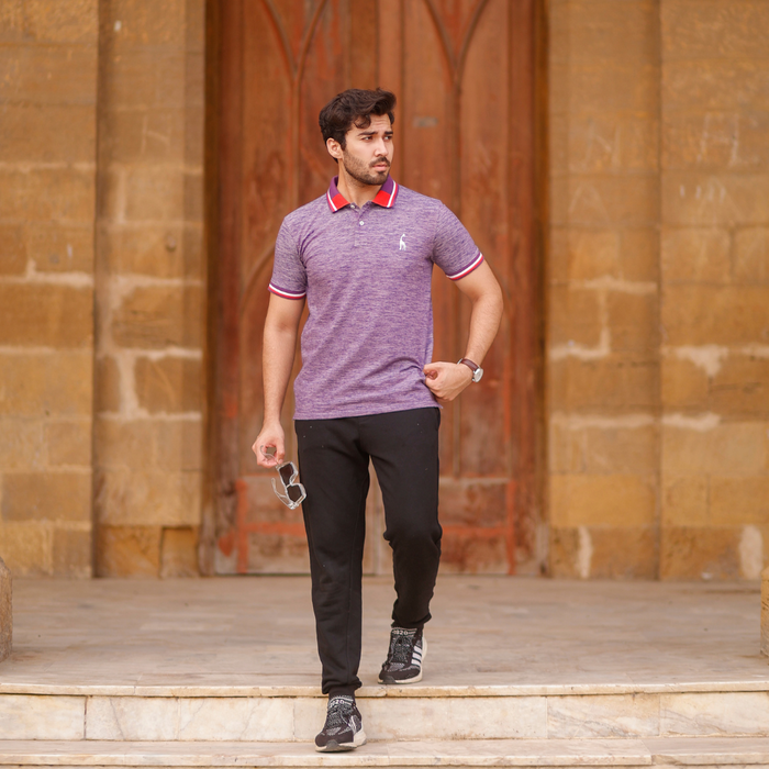 Interjacq Mens Polo - Purple Melange - Regular Fit - PMelange