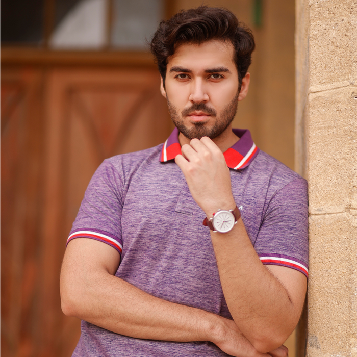 Interjacq Mens Polo - Purple Melange - Regular Fit - PMelange