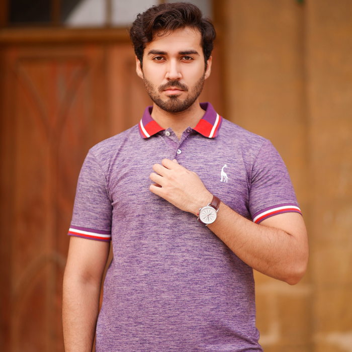 Interjacq Mens Polo - Purple Melange - Regular Fit - PMelange