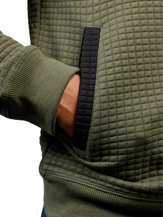 Jacquard Waffle Plaid Jacket - Olive - JKJ0123