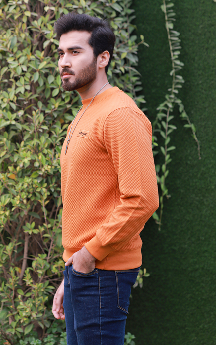 Premium Jacquard Sweatshirt - Diamond - Mustard Deep Coral - IJJK202302