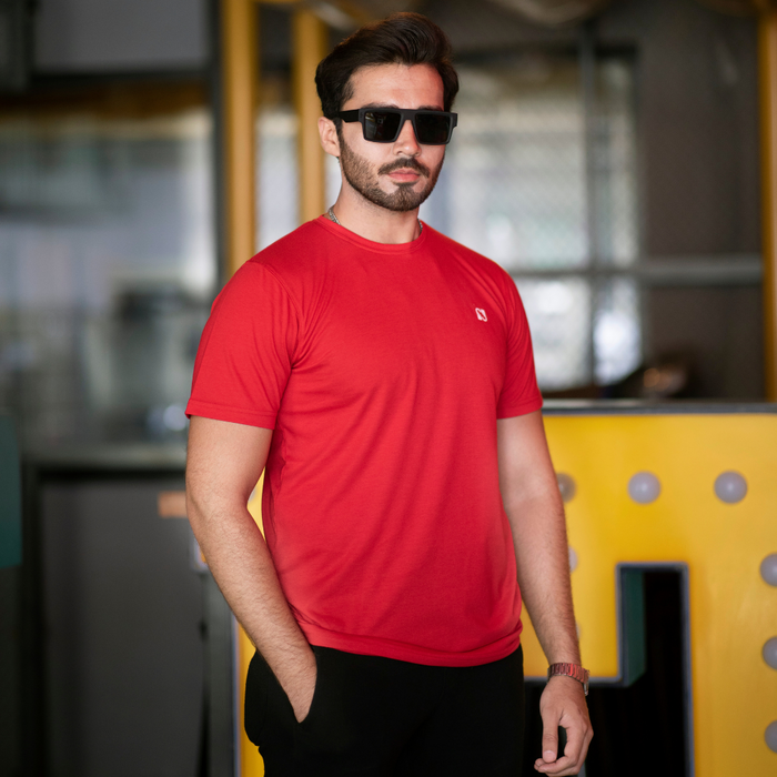 Interjacq Mens Crew Neck T-Shirt - Barbados Cherry