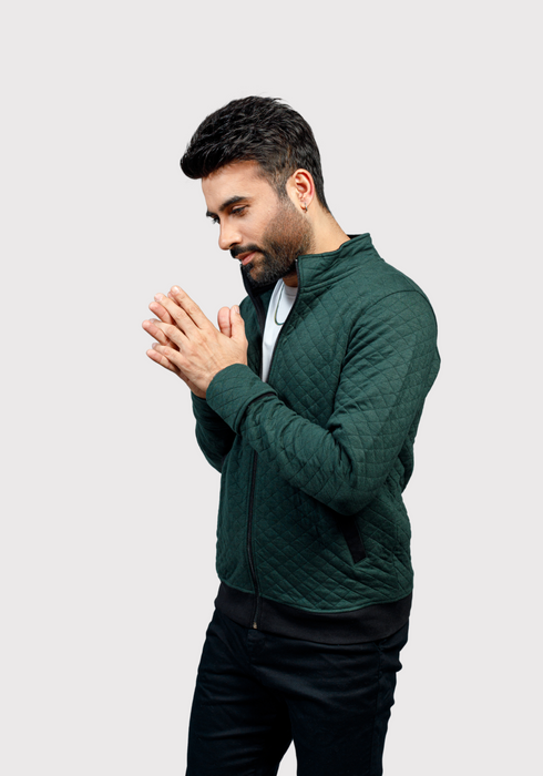 Jacquard Box Jacket - Green - MJKJ0223