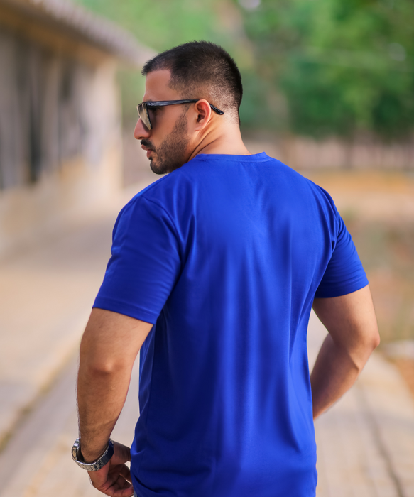 Interjacq Mens T-Shirt - V Neck - Blue - IM63