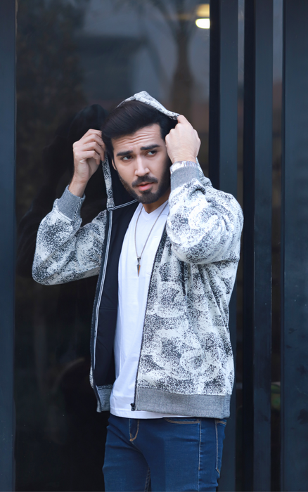 Premium Jacquard Heavy Zipper Hoodie - Textured - IJJK202303