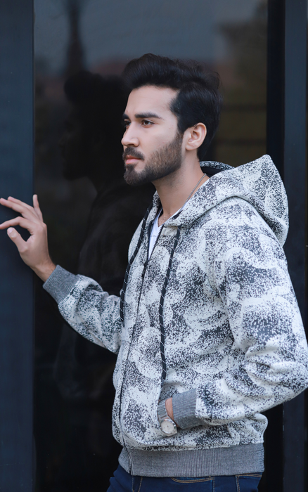 Premium Jacquard Heavy Zipper Hoodie - Textured - IJJK202303