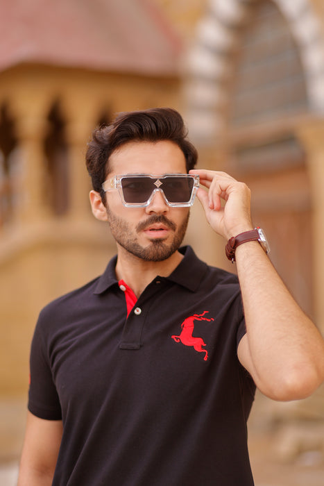 Interjacq Mens Polo - Black - Regular Fit - IM44