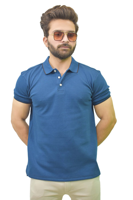 Interjacq Mens Polo - Blue - Slim Fit - IM66