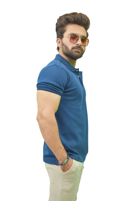 Interjacq Mens Polo - Blue - Slim Fit - IM66