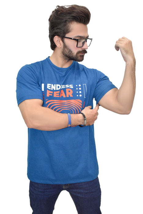Interjacq Mens T-Shirt - Blue - Endless Fear - Regular Fit - IM63