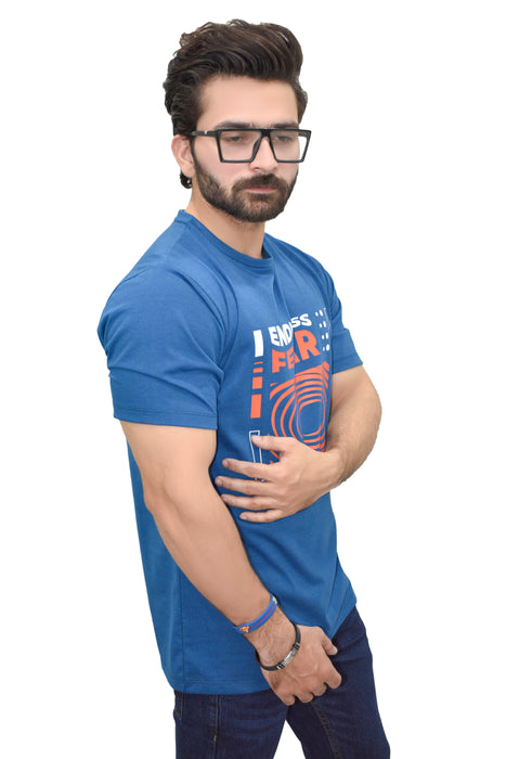 Interjacq Mens T-Shirt - Blue - Endless Fear - Regular Fit - IM63
