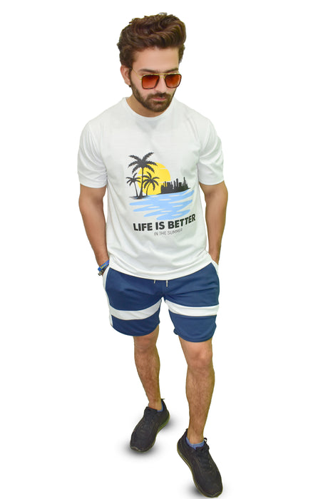 Interjacq Mens T-Shirt - Life is Better - White - Regular Fit - IM35