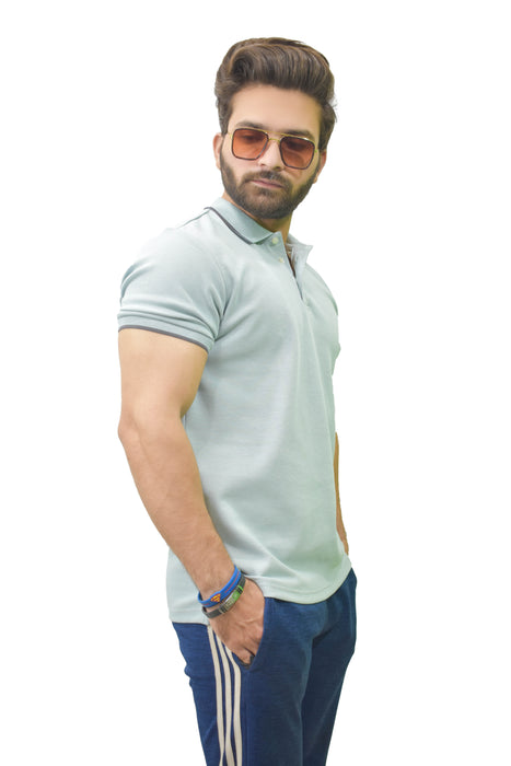 Interjacq Mens Polo - Sky Blue - Slim Fit - IM68