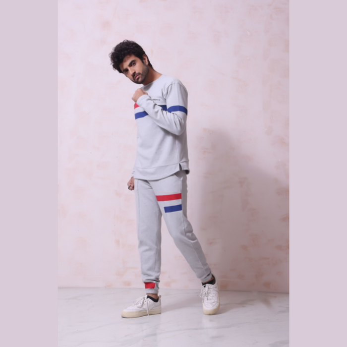 Front Stripe Tracksuit - Heather Grey - IM18A