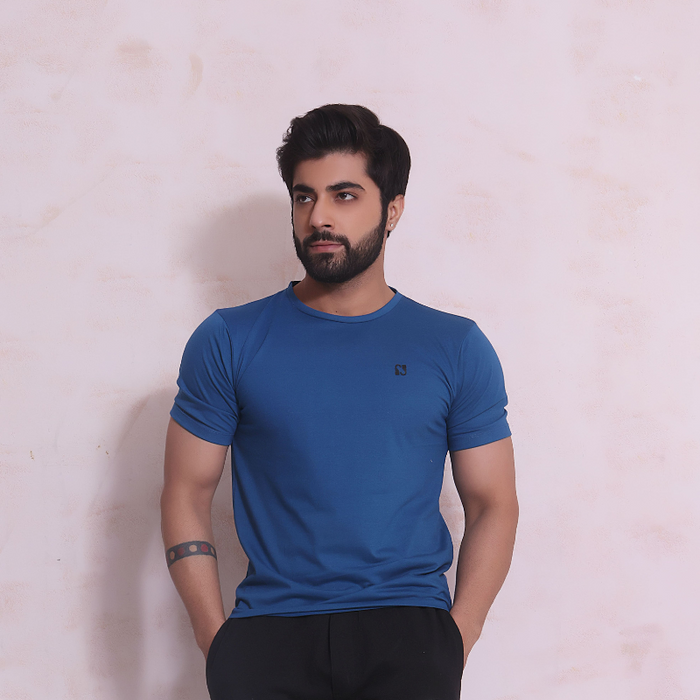 Interjacq Mens T-Shirt - Blue - Regular Fit - IM24