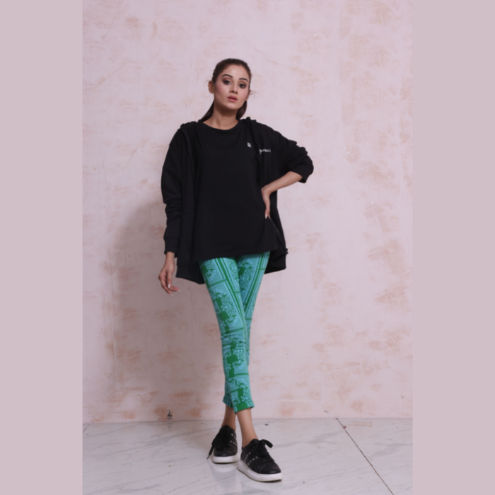 Interjacq Premium Jacquard Legging - Women Knitted Tights Pants Leggings - Cotton and Bamboo - W-L-2