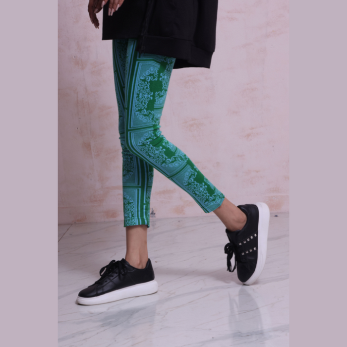 Interjacq Premium Jacquard Legging - Women Knitted Tights Pants Leggings - Cotton and Bamboo - W-L-2