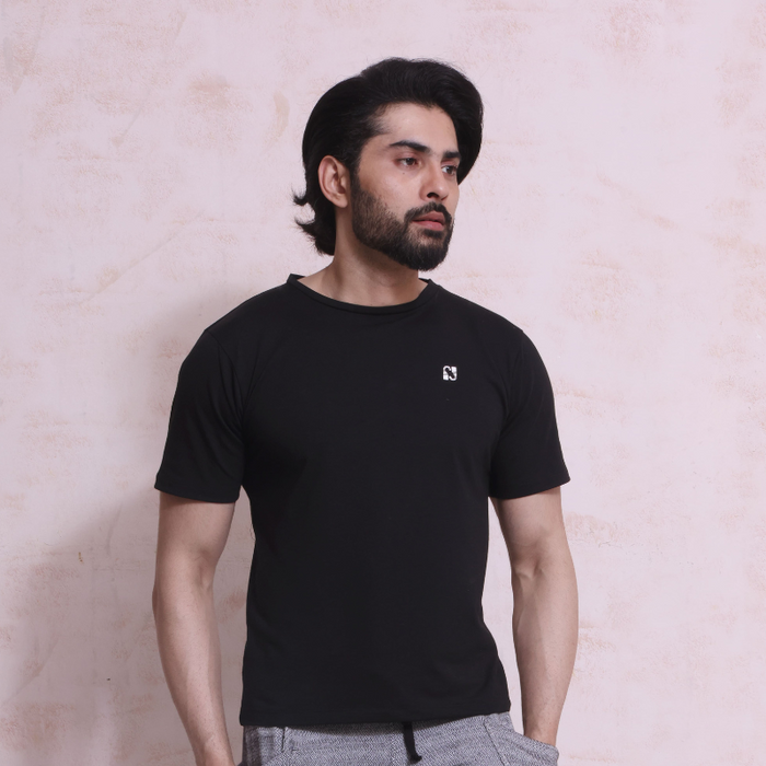Interjacq Mens T-Shirt - Black - Regular Fit - IM23
