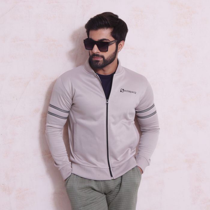 Interjacq Poly Track Zipper Jacket Mens - Beige - IM1