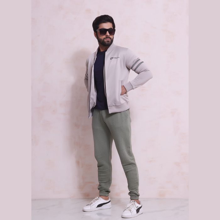 Interjacq Poly Track Zipper Jacket Mens - Beige - IM1