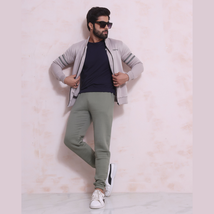 Interjacq Poly Track Zipper Jacket Mens - Beige - IM1