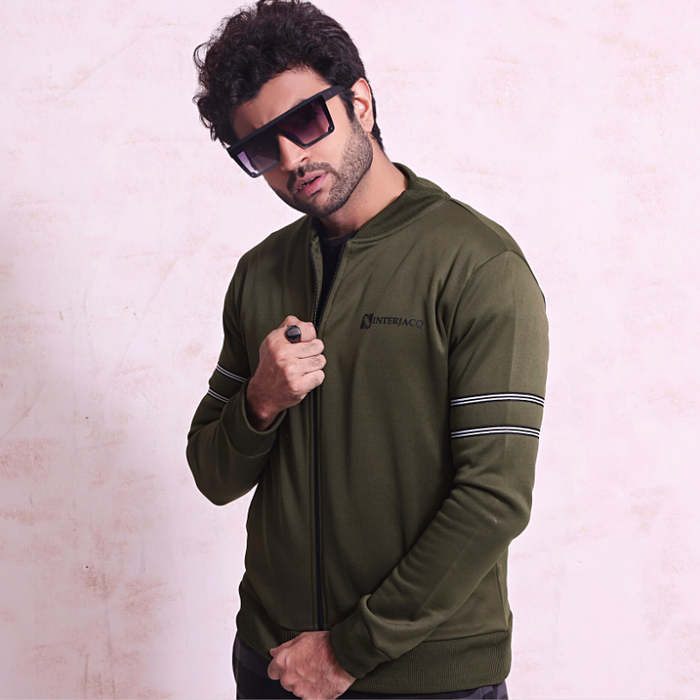 Interjacq Poly Track Zipper Jacket Mens - Green - IM3