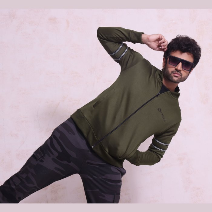 Interjacq Poly Track Zipper Jacket Mens - Green - IM3