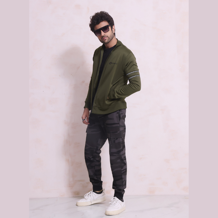 Interjacq Poly Track Zipper Jacket Mens - Green - IM3