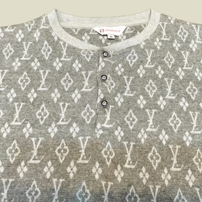 Jacquard Henley Casual Slim Fit Long Sleeve Button Shirt Top - IM28
