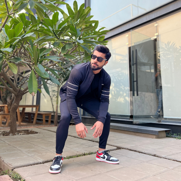 Two Piece Poly Summer Tracksuit - Black - IJ85