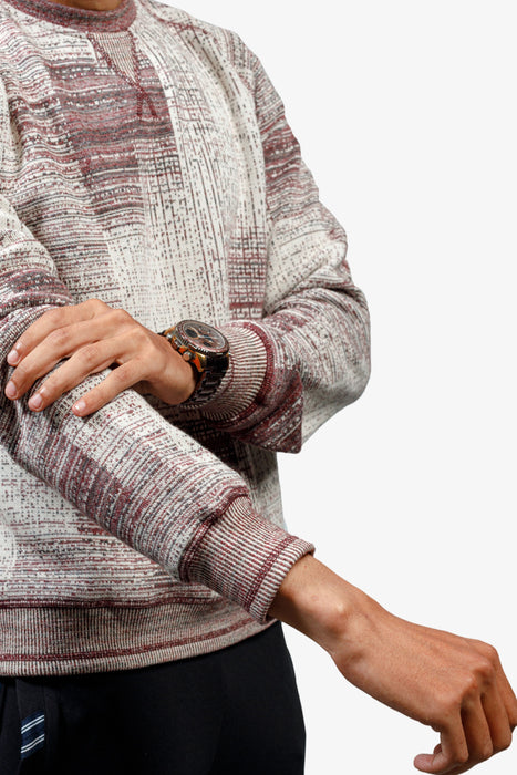 Knitted Jacquard Full Sleeved Sweatshirt Textured Design - SWTSJ0223