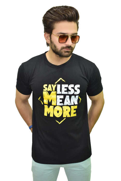 Interjacq Mens T-Shirt - Say Less Mean More - Black - Regular Fit - IM29