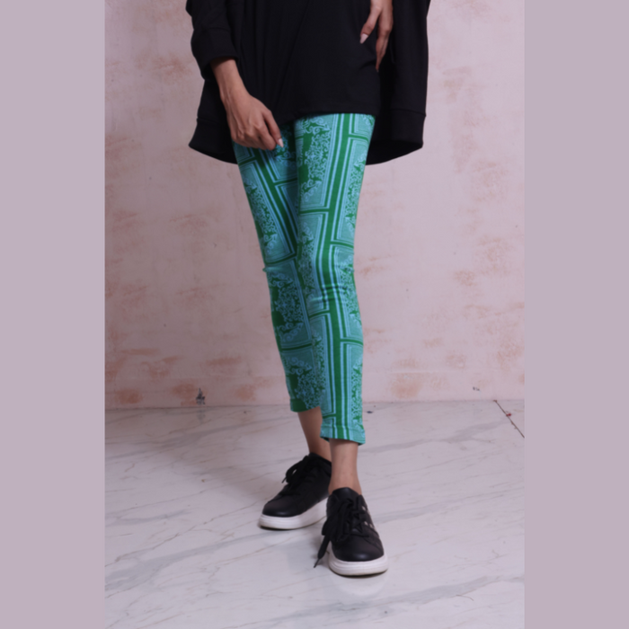 Interjacq Premium Jacquard Legging - Women Knitted Tights Pants Leggings - Cotton and Bamboo - W-L-2
