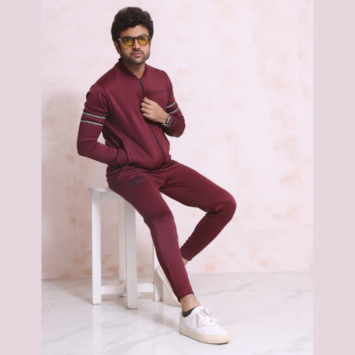 Two Piece Poly Tracksuit - Maroon - IM19